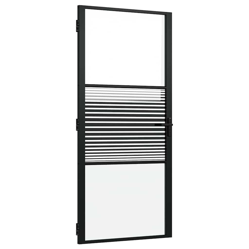 vidaXL Porte en Verre 93 x 3,5 x 201,5 cm Aluminium Noir