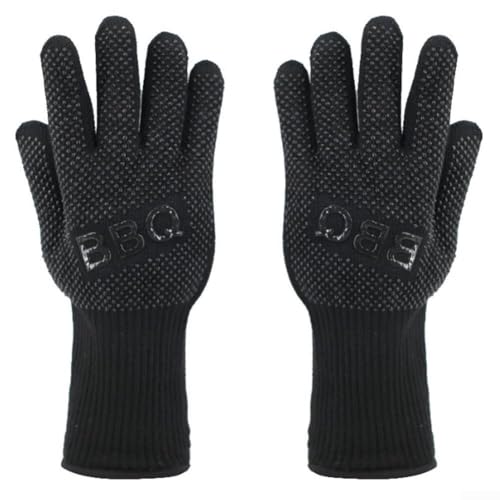 Guantes para barbacoa, 500 ° C, resistentes al calor, alambre preoxidado, resistentes al fuego, resistentes al aceite, guantes de horno con agarre de silicona antideslizante para asar, cocinar