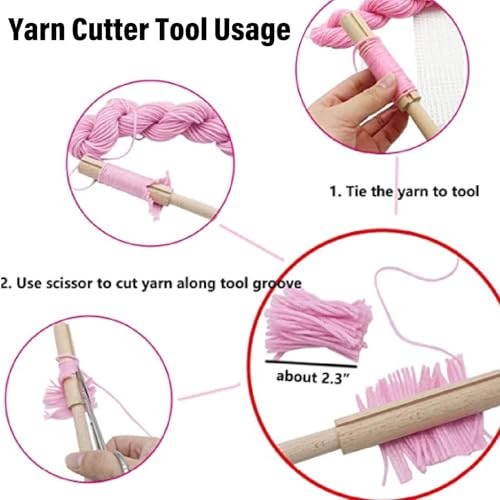 Image of Yarn Cutter Tool, Handcraft Wooden Hook Tool Latch Yarn Cutter DIY Latch Hook Tool for Tapestry Carpet Rug Making DIY Embroidery Crafts