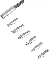Jogo de bits/ponteiras com 7 peças, encaixe sextavado 1/4", VONDER