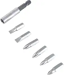 Jogo de bits/ponteiras com 7 peças, encaixe sextavado 1/4", VONDER