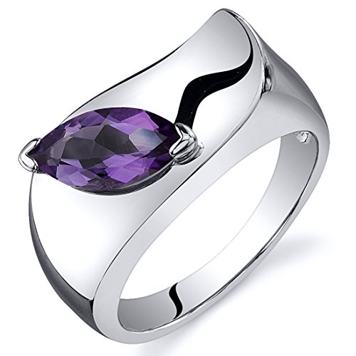 Peora Amethyst Ring Sterling Silver Marquise Shape 1.00 Carats Size 9