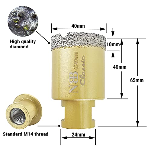 NBB vacuum brazed diamond hole saw with M14, Classic Golden type - Image 2