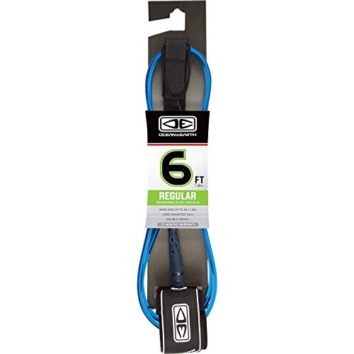 Ocean & Earth Regular Moulded Blue Surfboard Leash - 6'