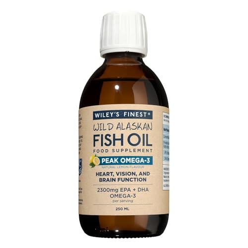 Wiley's Finest Wild Alaskan Fish Oil Peak Omega-3 Liquid Supplement - 2300mg EPA and DHA Omega-3s - Lemon Flavor - 8.45 Oz (50 Servings)