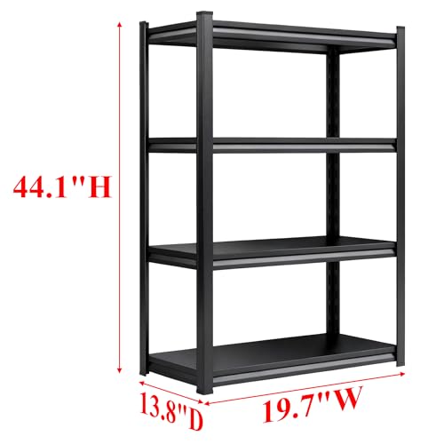 Image of 4 Tier Kitchen Storage Shelf, Kitchen Organizers Space Saving All Steel Freestanding Rack, Heavy Duty Metal Shelving Unit, Adjustable Open Shelf for Pantry Organizers and Storage 19.7 inchWx13.8 inchDx44.1 inchH