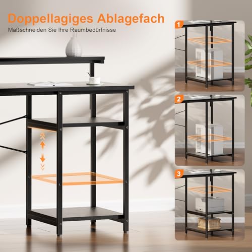Bureau d'ordinateur avec LED HLONONE 120cm table noir