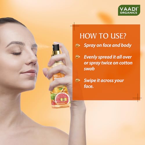 Image of Vaadi Herbals Vitamin C Facial Toner| With Witch Hazel & Niacinamide | Skin Brightening, Hydrating & Anti-Ageing (250 ml)