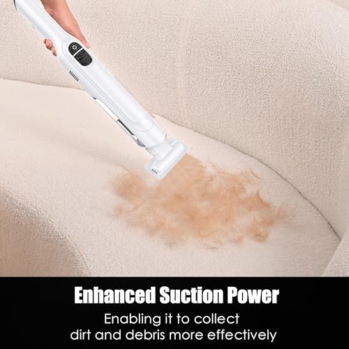 Image of Handheld Vacuum Cordless, Lightweight 1.4lb with Powerful Suction, Charging Dock, Single Touch Empty and Detachable Dust Cup (Creamy White)