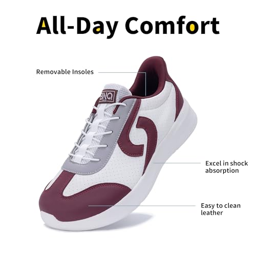 Image of Men's Wide Walking Shoes Tennis Minimalist Sneakers Zero Drop Slip On Comfortable Shoes for Plantar Fasciitis Orthotic Work Standing All Day Redwhite US 12