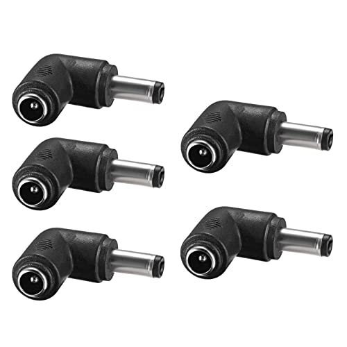 Lot de 5 fiches coudées DC 5,5 mm x 2,5 mm mâle vers femelle 5,5 mm x 2,1 mm Cover