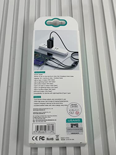 Câble Multi USB 60W, 6 En 1 Multi Chargeur USB Câble De Charge Rapide