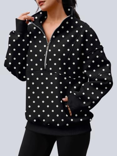 Image of AUTOMET Women's Quarter Zip Oversized Sweatshirt Fleece Mock Neck Pullover