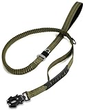 TINMARDA Heavy Duty Dog Leash with 2 Padded Handles & Advanced Easy Metal Clip, 4-6FT Shock Absorbing No Pull Dog Leashes for Medium Large Dogs That Pull (Army Green)