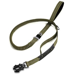 Heavy Duty Dog Leash with 2 Padded Handles & Advanced Easy Metal Clip, 4-6FT Shock Absorbing No Pull Dog Leashes for Medium Large Dogs That Pull (Army Green)