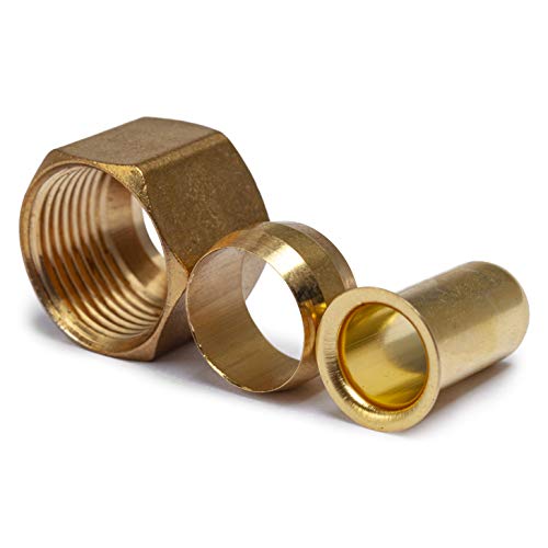 Ltwfitting HF63PT850HF61825HF60850 Value Pack 1/2-Inch Od Brass Compression Insert,Sleeve Ferrule,Nut cover