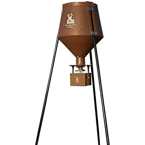 Boss Buck 200 Series Large Outdoor Automatic Hunting Wildlife Deer Feeder, 200 Pound Maximum Feed Capacity for Game and Wildlife Management, Brown Cover