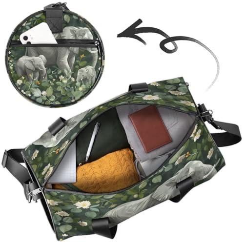 Elephant Wild Flower Travel Gym Bag Waterproof Sport Dance Bag for Women Men Portable Gymnastics Duffel Bags Canvas Tote Carry on Handbag for Workout Overnight Weekender2