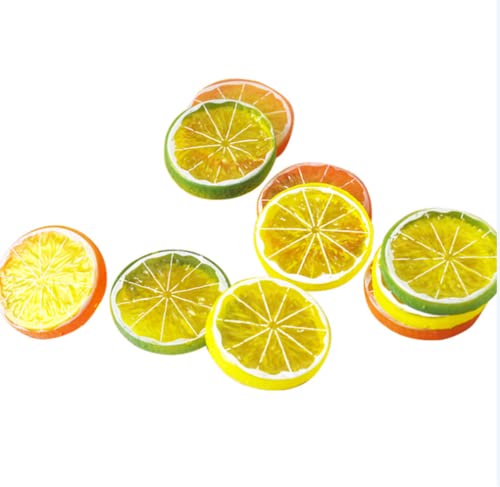 Cafurty 9Pcs Realistic Fake Artificial Lemon Limes Slice Simulation Fruit Decoration, Fruit Model Party Kitchen Wedding Decoration (9 Pieces With 3 Colors) #TOP22