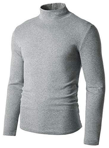 Derminpro Men's Slim Fit Long Sleeve Mock Turtleneck Knit Pullover Soft T-Shirt