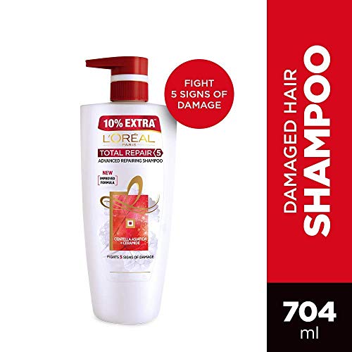 Image of L'Oreal Paris Total Repair 5 Advanced Repairing Shampoo, 640 ml, L'Oreal Paris Total Repair 5 Conditioner (175ml), L'Oreal Paris Hair Expertise Total Repair 5 Serum, 80ml( Set of 3)