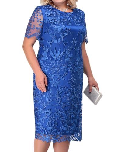 shownicer Damen Elegant Cocktailkleid mit Spitze Vintage 3/4 Ärmel Rundhals Spitze Knielang Zweiteiliges Set Kleider Festlich Abendkleid Große...