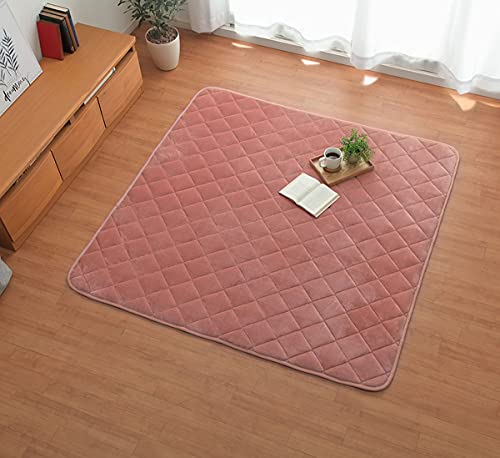 キルトラグ こたつ敷き布団 正方形 フラン キルト ラグ スモーキーピンク 約145×145cm ホットカーペット カバー 床暖房対応 滑り止め 無地 北欧 おしゃれ #9845833