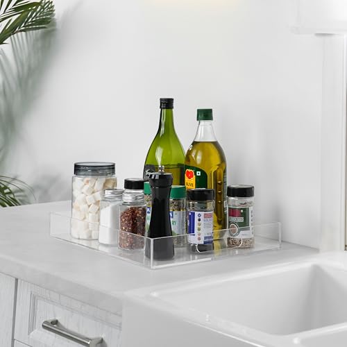 Plateau decoratif rectangulaire transparent pour café et petit-déjeuner