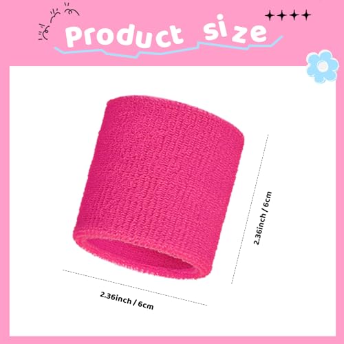 Image of Bememo 12 Pack Wristbands Sweatband for Women Men, Neon Colored Sport Wrist Bands, Tennis Football Basketball Sweatbands, Moisture Wicking Arm Bands for Working Out