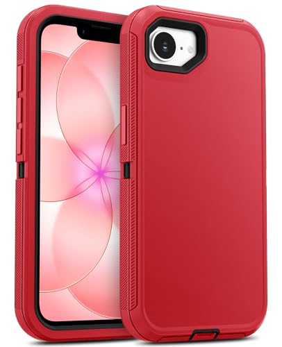 Coque iPhone 17e 5G Jelanry antichoc double couche avec protège-port USB C rouge