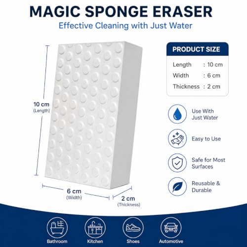 Image of UNIDSC Magic Eraser Sponge Pack of 4 | No Scratch Multi-Surface Cleaner | Removes Tough Stains from Walls, Kitchen, Bathroom, Shoes & Switch Boards | Just Add Water Cleaning Sponge (4 Eraser)