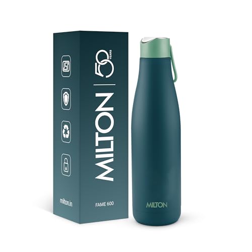 Image of Milton Fame 600 Thermosteel Water Bottle 500 ml, 24 Hr Hot and Cold I Leak Proof Lid, ISI Certified I Vacuum Insulated I for Office, Gym, School I Teal Blue