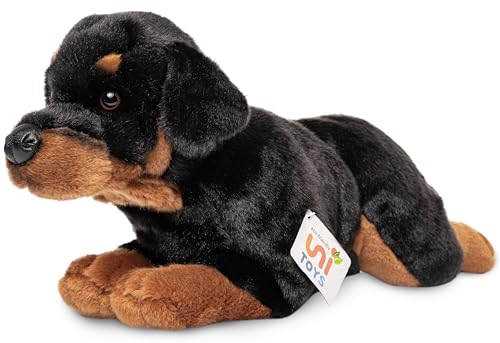 Uni-Toys - Rottweiler, couché, 39 cm (Longueur) – Chien en Peluche, Animal de Compagnie, Doudou...