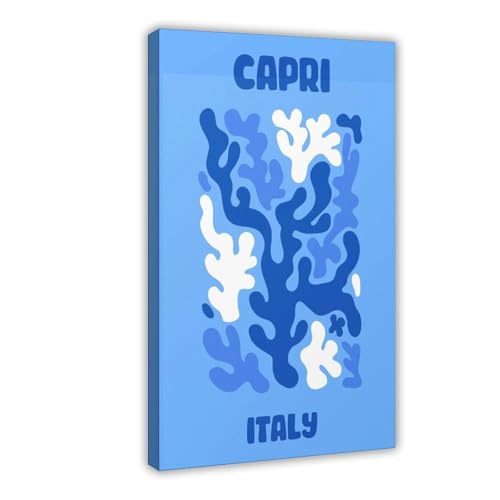 Poster de voyage Capri en toile 20x30 cm pour décoration de salon