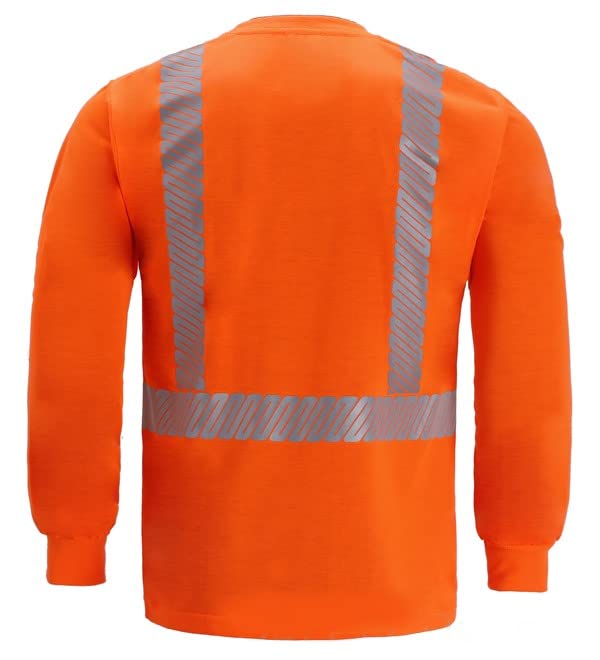 Safety Depot 2W INTL. HI VIS Orange Reflective Long Sleeve Shirt (Medium)