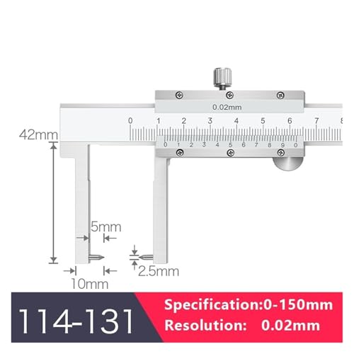 Calibrador de ranura puntiaguda 0-150mm acero inoxidable miniatura 2