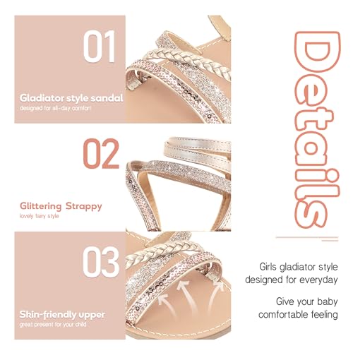Vonair Girls Gladiator Sandals Cute Strappy Sandals with Zipper Summer Shoes for Little/Big Kids3