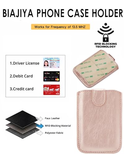 image for Arokimi Phone Card Holder RFID Sleeve, Pu Leather Back Phone Wallet St