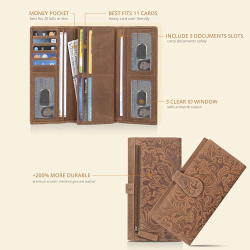 Real Leather Women Wallet Leather with RFID Blocking -Trifold Card Holder Designer Ladies Clutch with ID Window Wallets2