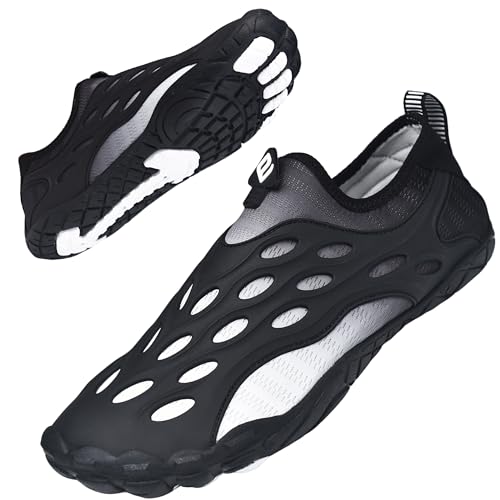 Black Water Shoes for Men and Women Swim Shoes Beach Shoes Quick-Dry with Drainage Holes & Mesh Non-Slip Pool Shoes for Fishing Hiking Boating and Water Sports