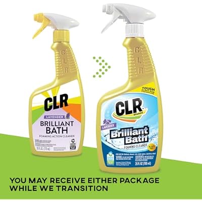 CLR Brilliant Bath Foaming Action منظف الحمام - للاستخدام في المراحيض والحمامات والاستحمام والأحواض والزجاج والفولاذ المقاوم للصدأ - رائحة اللافندر ، 26 أونصة ( عبوة 2 )