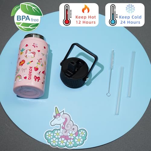 Image of BJPKPK Insulated Water Bottle, 15oz Stainless Steel with Straw Lid