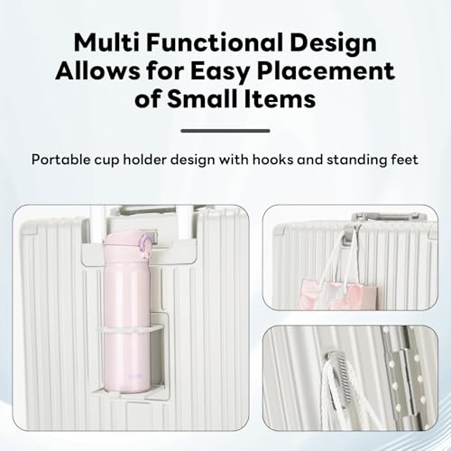 22 inch carry on luggage Durable Suitcase with Cup Phone Holder USB Port Aluminium Frame Carry on Luggage with 8 Double Spinner Wheels TSA Lock Suitcase with Cup Holder Carry On Luggage with USB Port2