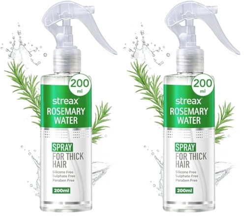 Image of Streax Rosemary Hair Spray - 200ml , 100% Natural Extracts For Hair Growth , Stronger & Thicker Hair, Reduces Hair Fall , Nourishes Scalp & Stimulates Roots , Non-Sticky , Sulphate & Paraben-Free, Rosemary Water Spray for Hair Growth