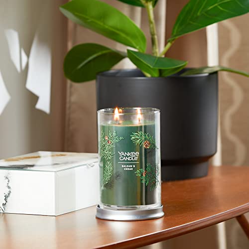 Image of Yankee Candle Balsam & Cedar Scented, Signature 20oz Large Tumbler 2-Wick Candle, Over 60 Hours of Burn Time (Pack of 2)
