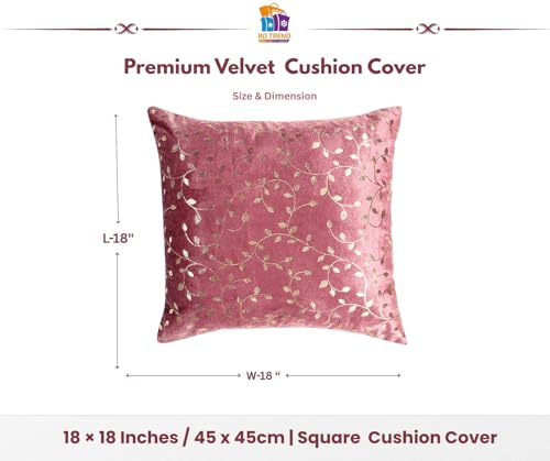 Image of RD TREND Premium Velvet Cushion Covers Set of 2 | Soft Decorative Throw Pillowcases for Sofa, Bed & Living Room | Cushion Cover 18 inch x 18 inch (45x45 cm) Dusty Rose