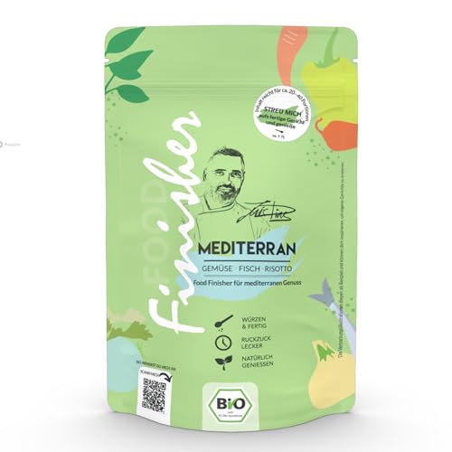 Bio Mediterran Food Finisher | 80g Gewürzzubereitung im Standbodenbeutel | Für Gemüse, Fisch, Risotto, Pasta, Fleisch, Ofenkartoffeln | by Luis Dias