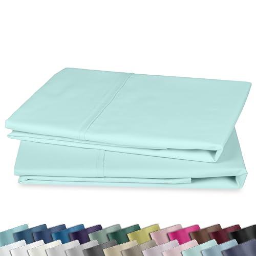 Image of California Design Den 400 Thread Count 100% Cotton Pillowcases, Seafoam King Pillowcase Set of 2, Long - Staple Combed Pure Natural Cotton Pillow Cases, Soft & Silky Sateen Weave