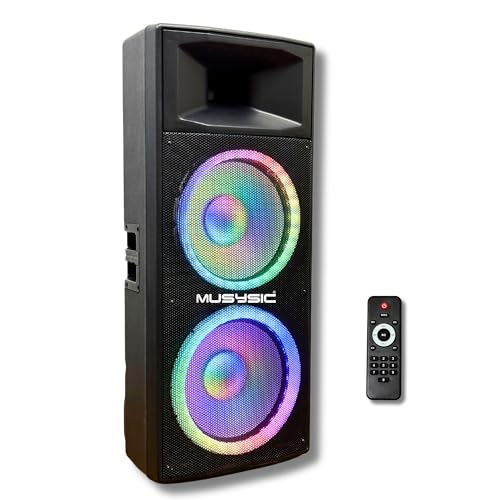 MUSYSIC Portable PA Speaker System with Bluetooth Built in 4000W PMPO Amplifier with LED Party...