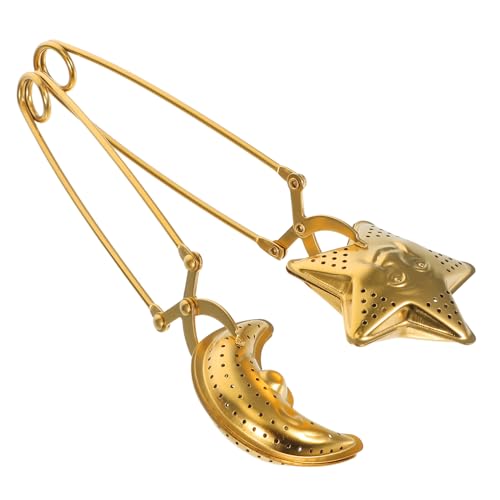 GLEAVI Moon Star Shaped Tea Ball Strainer Tea Leaf Filter Tea Clip Tea Strainer Tea Infuser Tea Leaf Pincer Handle